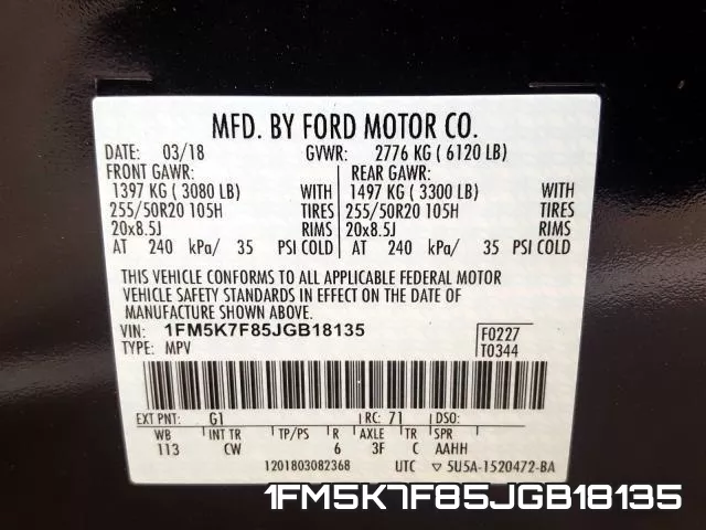 1FM5K7F85JGB18135 фото 2