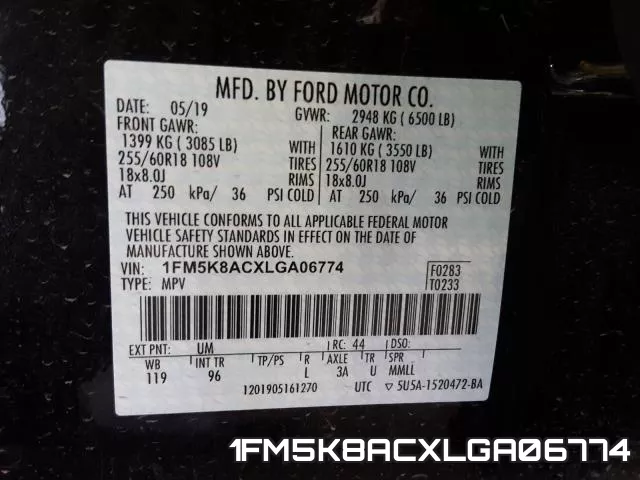 1FM5K8ACXLGA06774 фото 2