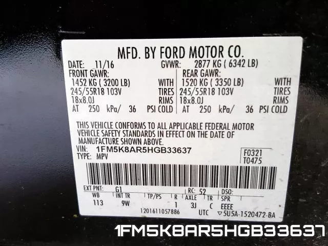 1FM5K8AR5HGB33637 фото 2