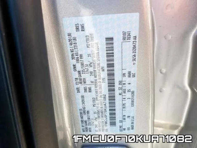 1FMCU0F70KUA71082 фото 2