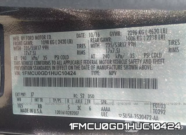 1FMCU0GD1HUC10424 фото 10