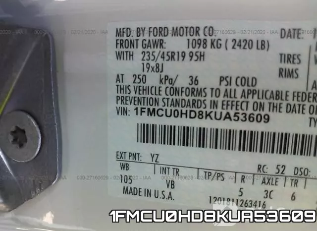 1FMCU0HD8KUA53609 фото 10
