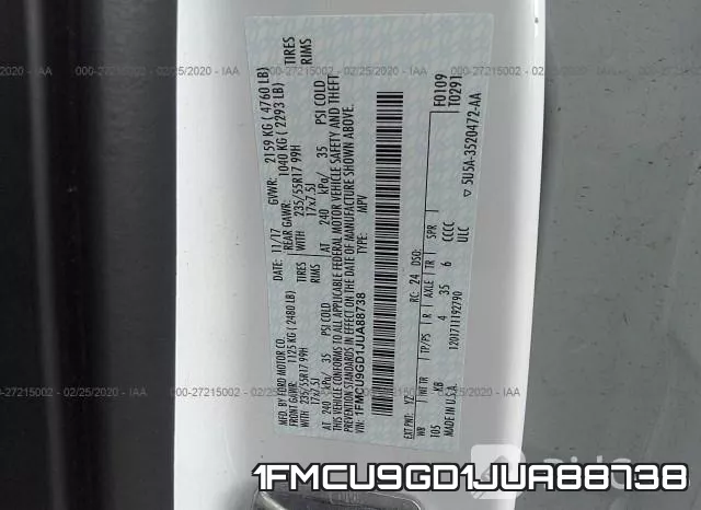 1FMCU9GD1JUA88738 фото 10