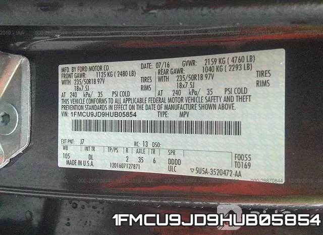 1FMCU9JD9HUB05854 фото 10