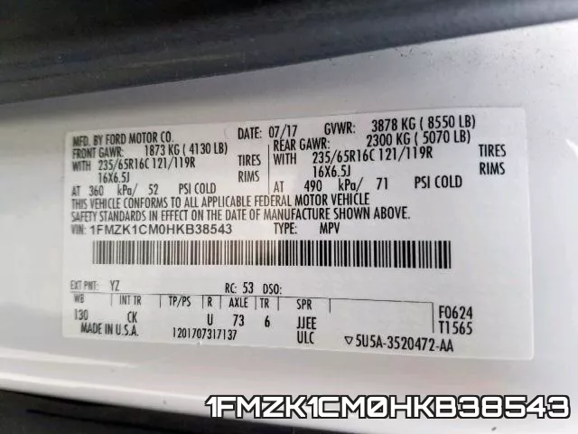 1FMZK1CM0HKB38543 фото 2