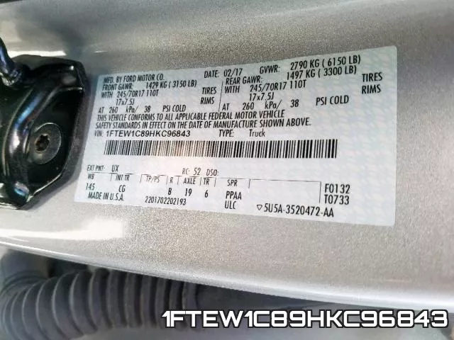 1FTEW1C89HKC96843 фото 2