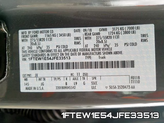 1FTEW1E54JFE33513 фото 2
