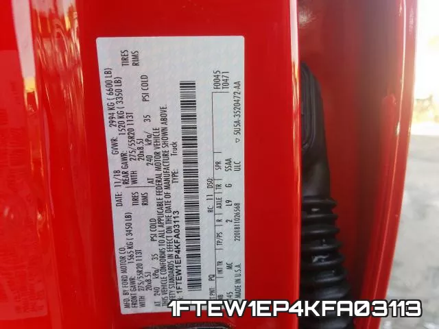 1FTEW1EP4KFA03113 фото 2