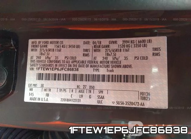 1FTEW1EP6JFC86838 фото 10
