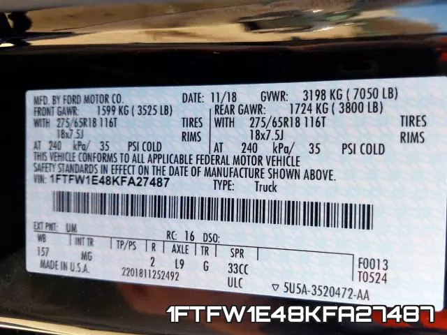 1FTFW1E48KFA27487 фото 2