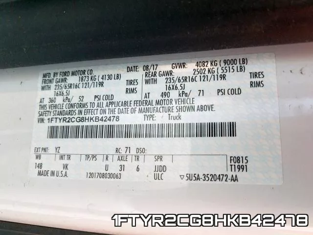 1FTYR2CG8HKB42478 фото 2
