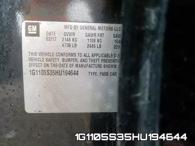 1G1105S35HU194644 фото 2