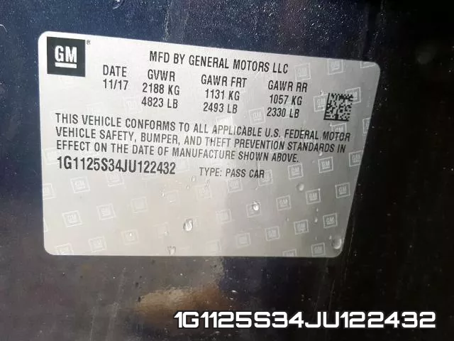 1G1125S34JU122432 фото 2
