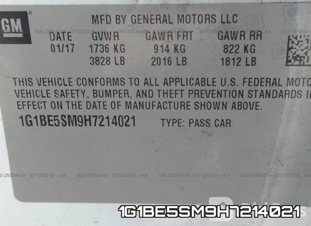 1G1BE5SM9H7214021 фото 10
