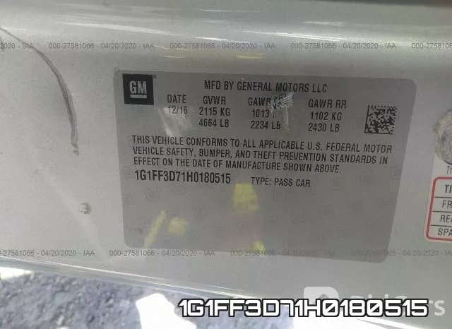 1G1FF3D71H0180515 фото 10