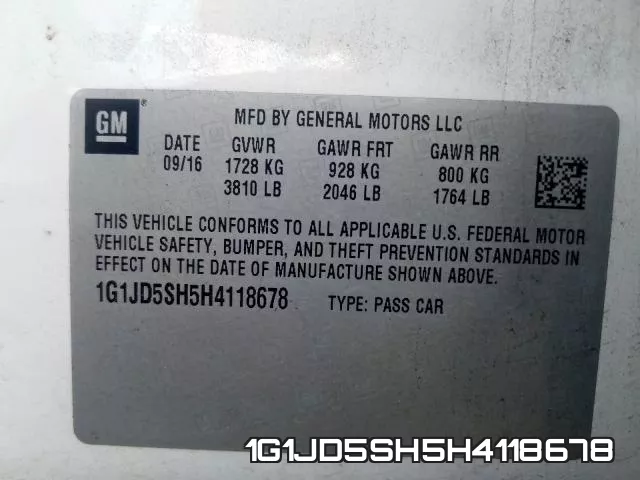 1G1JD5SH5H4118678 фото 2