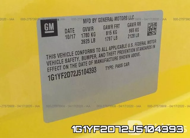 1G1YF2D72J5104393 фото 10