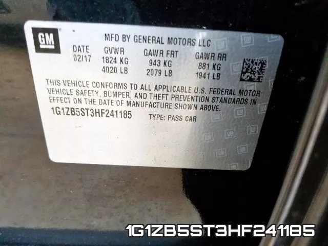 1G1ZB5ST3HF241185 фото 2