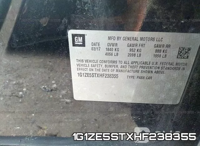 1G1ZE5STXHF238355 фото 10