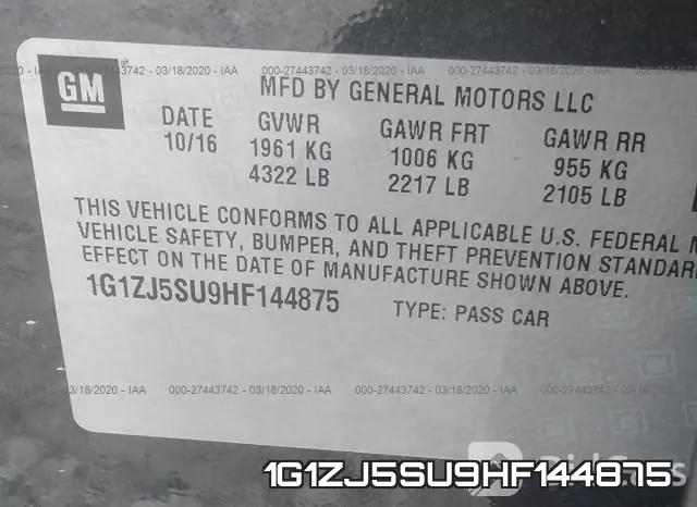 1G1ZJ5SU9HF144875 фото 10