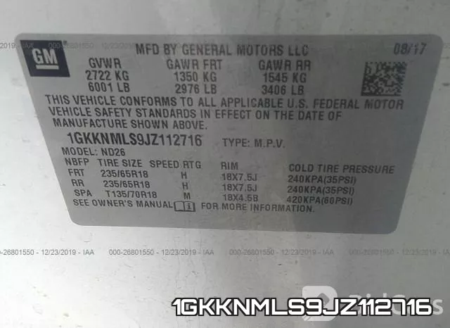 1GKKNMLS9JZ112716 фото 10