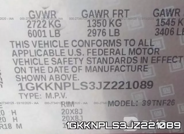 1GKKNPLS3JZ221089 фото 10