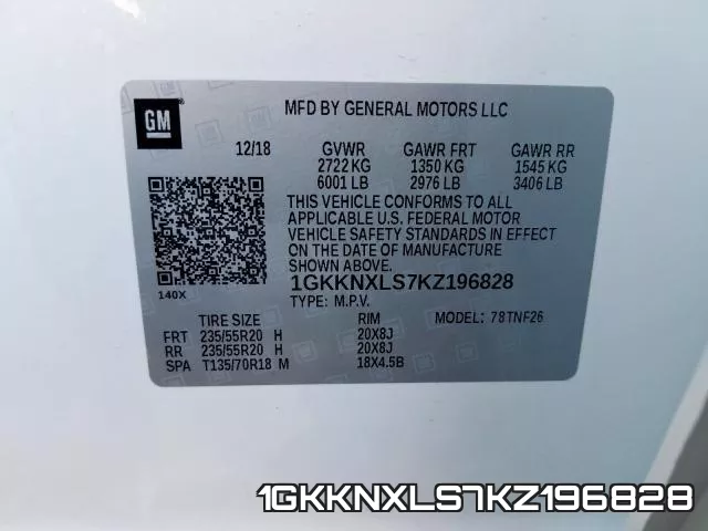 1GKKNXLS7KZ196828 фото 2