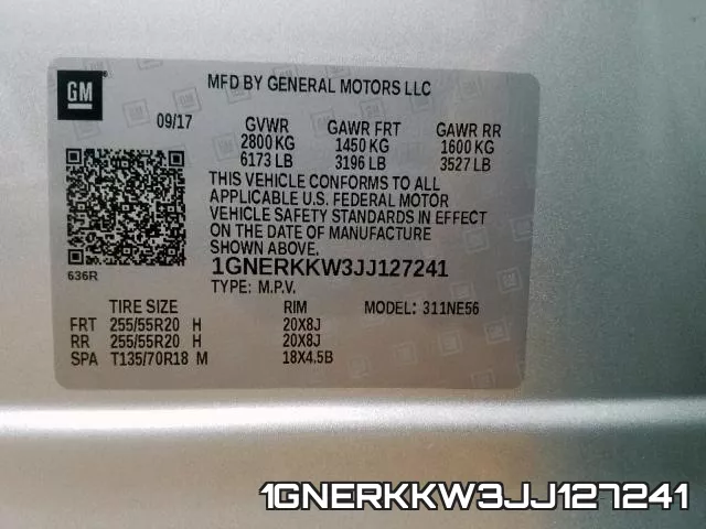 1GNERKKW3JJ127241 фото 2