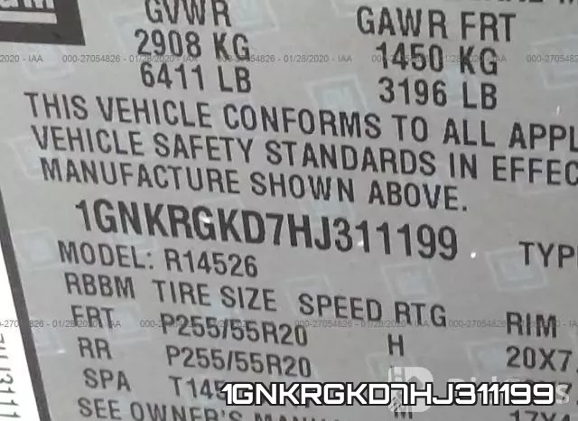 1GNKRGKD7HJ311199 фото 10