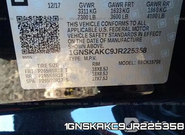 1GNSKAKC9JR225358 фото 10