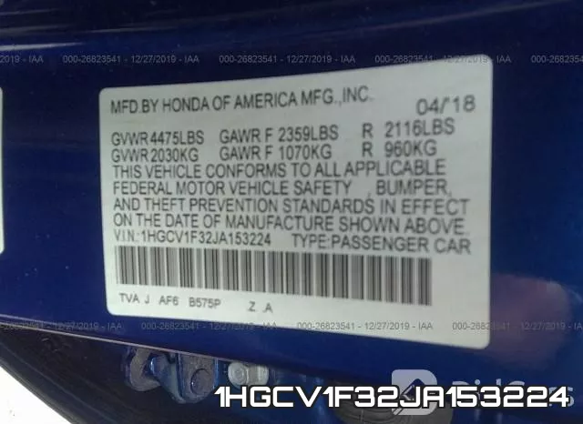 1HGCV1F32JA153224 фото 10