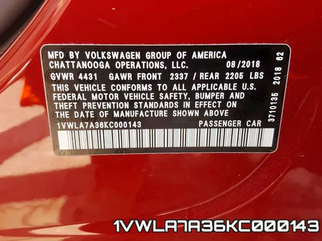 1VWLA7A36KC000143 фото 2