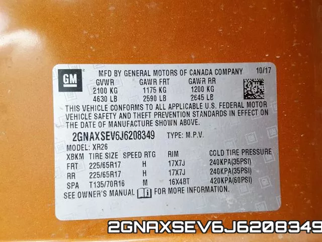 2GNAXSEV6J6208349 фото 2
