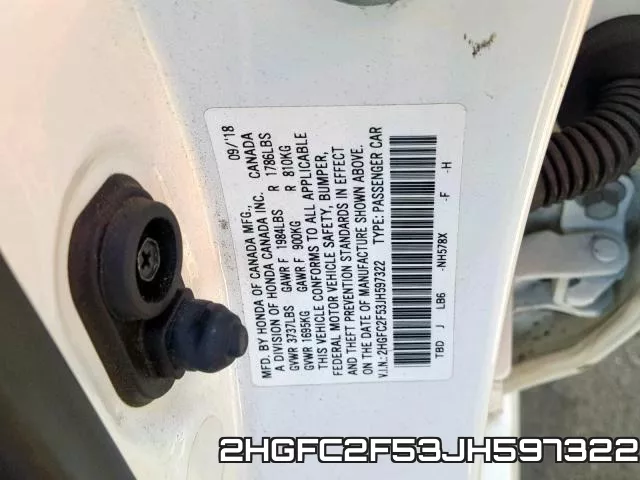 2HGFC2F53JH597322 фото 2