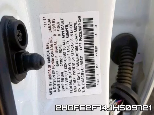 2HGFC2F74JH509721 фото 2