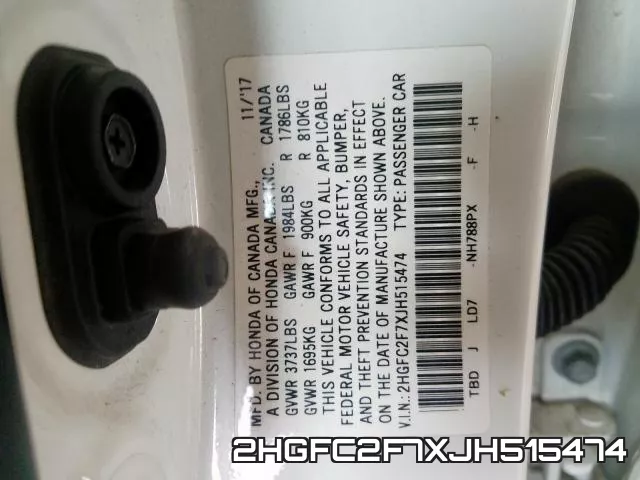 2HGFC2F7XJH515474 фото 2