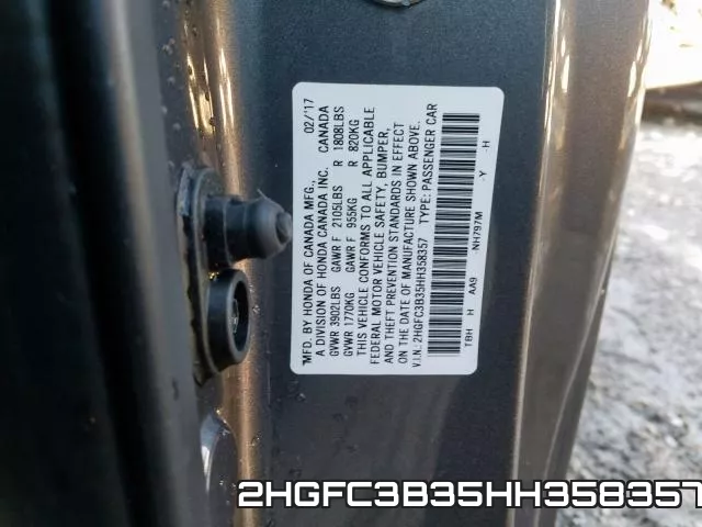 2HGFC3B35HH358357 фото 2