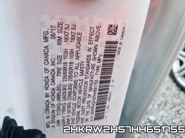 2HKRW2H57HH651755 фото 2