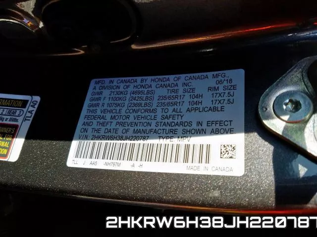 2HKRW6H38JH220787 фото 2