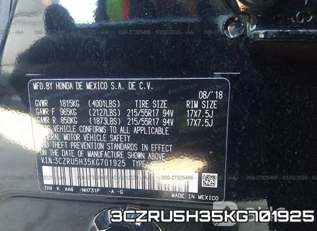 3CZRU5H35KG701925 фото 10