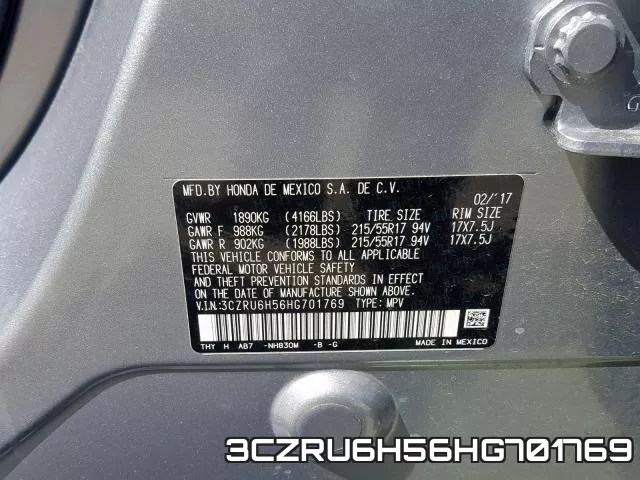 3CZRU6H56HG701769 фото 2