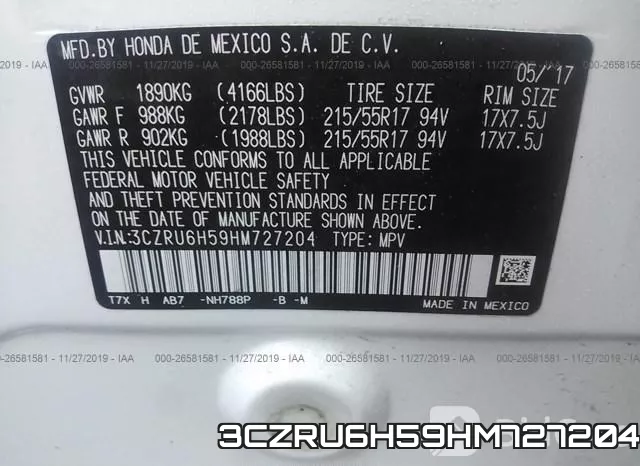 3CZRU6H59HM727204 фото 10