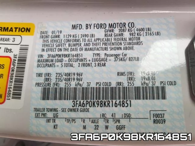 3FA6P0K98KR164851 фото 2