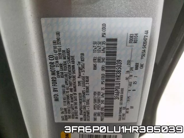 3FA6P0LU1HR385039 фото 2