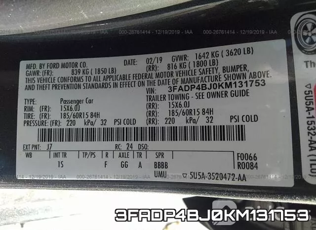 3FADP4BJ0KM131753 фото 10