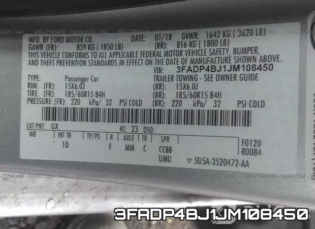 3FADP4BJ1JM108450 фото 10