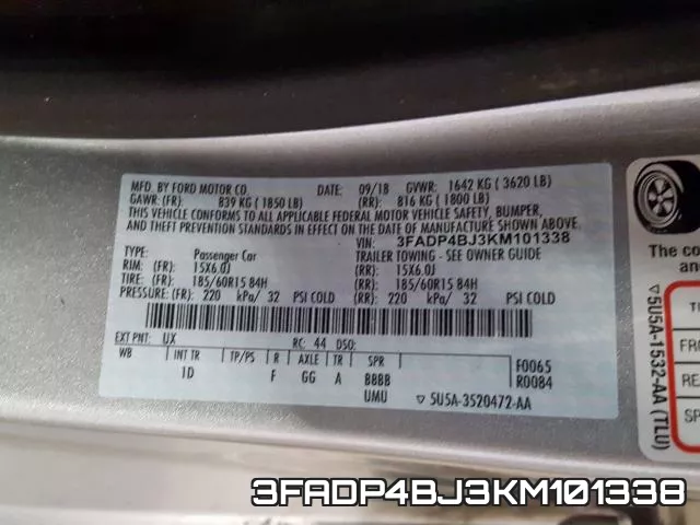 3FADP4BJ3KM101338 фото 2