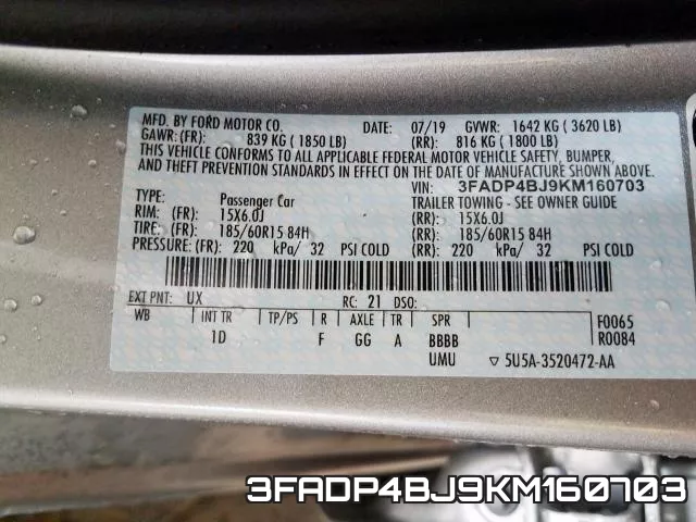3FADP4BJ9KM160703 фото 2