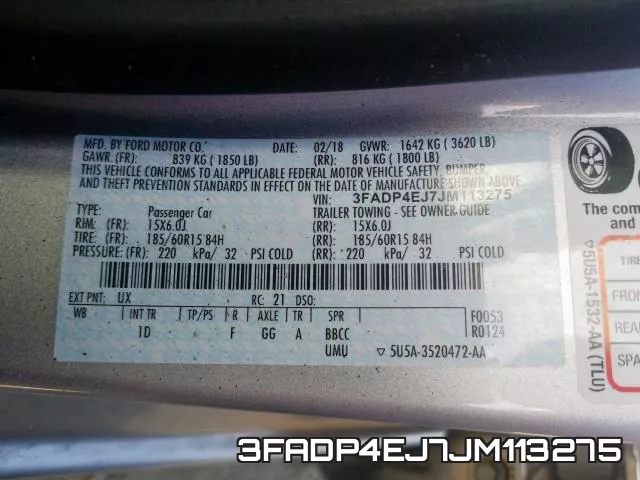 3FADP4EJ7JM113275 фото 2