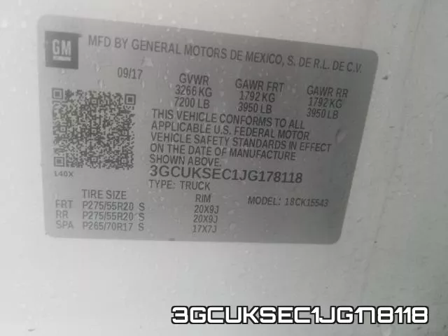 3GCUKSEC1JG178118 фото 2